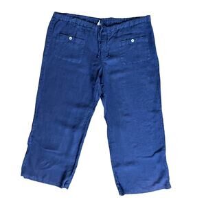 Vintage 90s allen allen Linen Drawstring Pants in Blue Size 1X